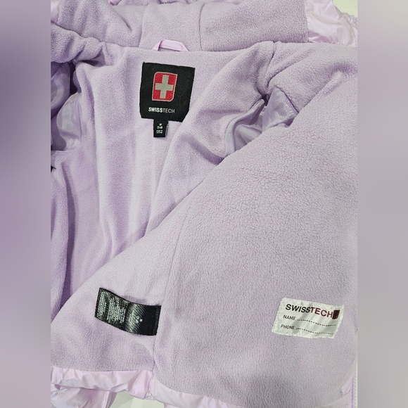 Swiss Tech Girls purple lavender Winter Zip Puffer Jacket with Hood Size M 7/8 - Picture 8 of 8
